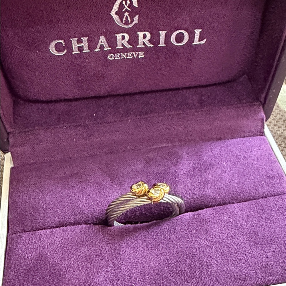 Charriol Two-Tone Cable Ring with 18k Gold Accents - Purple Band